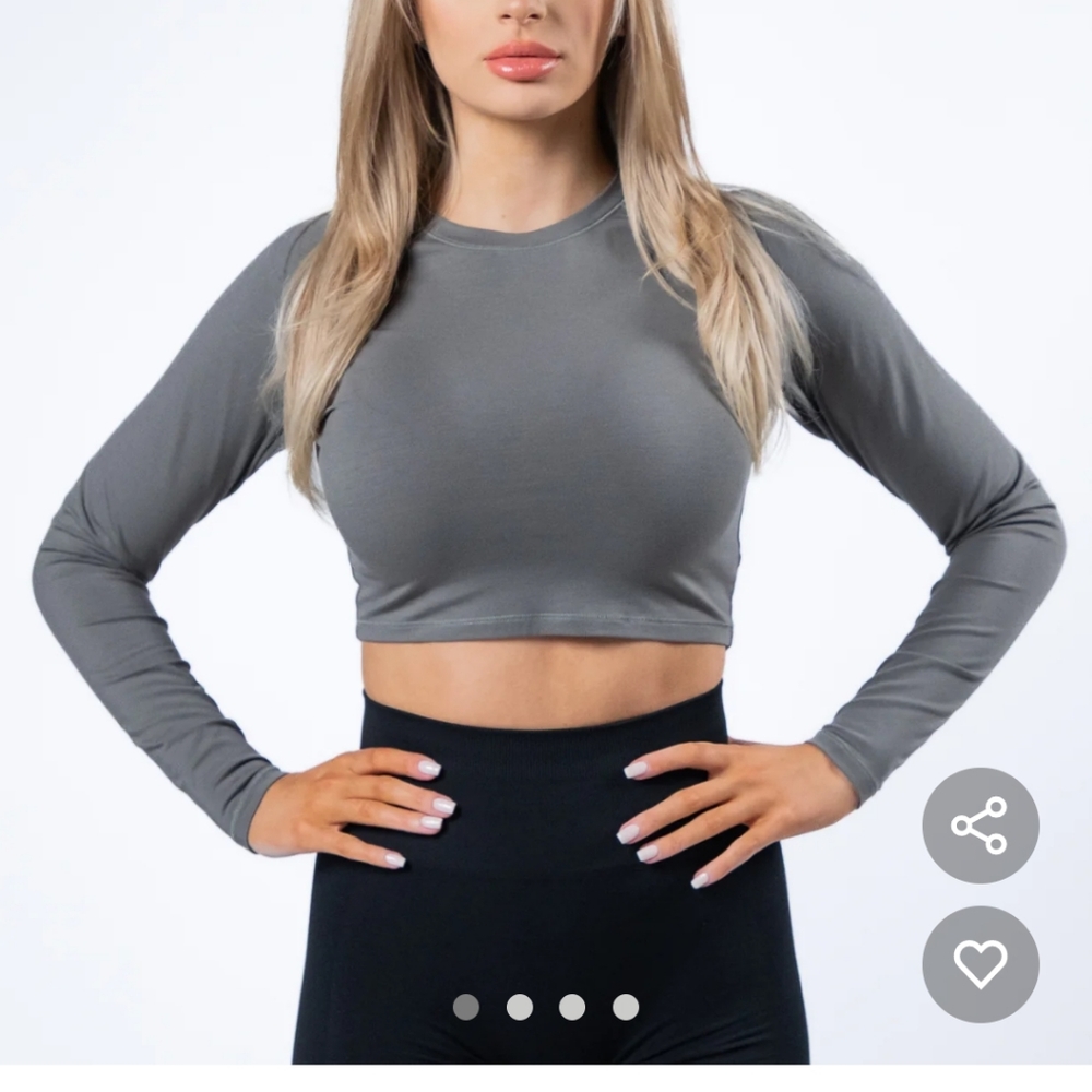 NWT premium long sleeve crop - stone grey